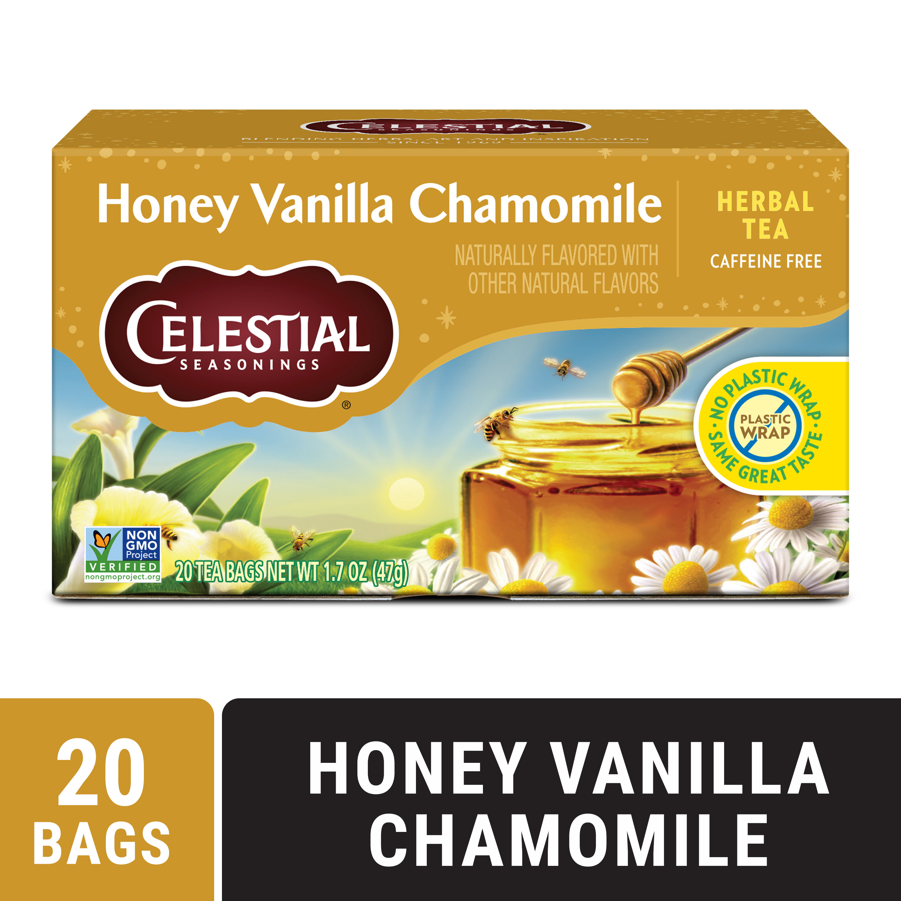 Celestial Seasonings Honey Vanilla Chamomile Caffeine-Free Herbal Tea Bags (20 Count)
