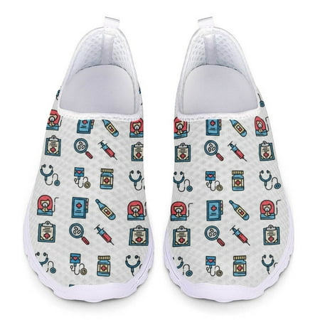 

Medical Pattern Female Loafers Womans Slip on Flats Plus Size Shoes for Women Shoes 2024 Summer Mesh Sneaker Ladies Footwear