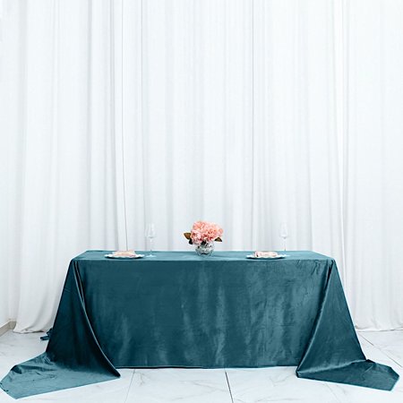 

BalsaCircle 90 x 156 Teal Rectangular Premium Velvet Tablecloth Table Linens