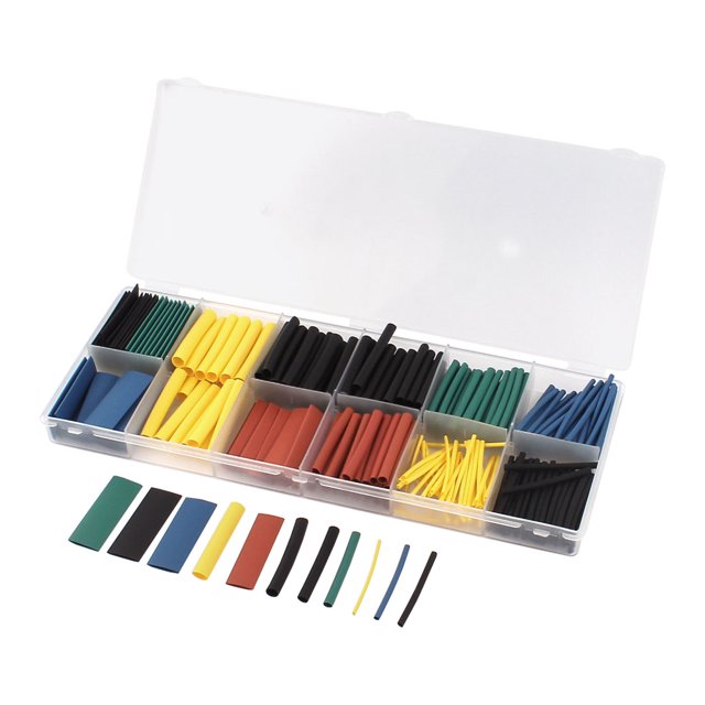280 piezas 8 tamaños 5 colores Surtido Kit de 2: 1 Tubo del encogimiento del calor que envuelve Cable Envolver Unique Bargains Tubo de alambre Termocontraíble