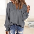 thumbnail image 2 of QNANSPI Long Sleeve Shirts for Women, Womens Casual Tops, Women's Solid Color V Neck Long Sleeve Top Lace Patchwork Ruched Sleeve Casual Daily Top, 2 of 6
