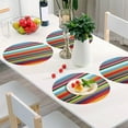 thumbnail image 5 of Coolnut Mexican Blanket Stripes Round Placemat Set of 6, Non-Slip Heat Resistant & Waterproof Plate Pads for Dinner Table Table Placemats, 15.4 in Home Decor, 5 of 6