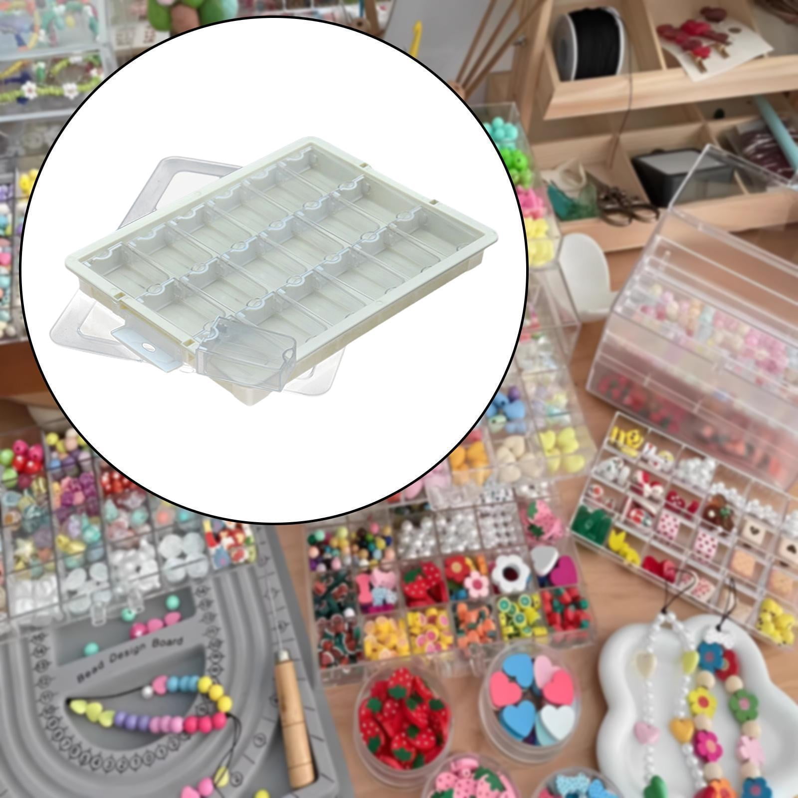 QccHieUs Bead Storage Box Bead Organizer Box with Lid Portable with Compartments Supplies 18 Grid