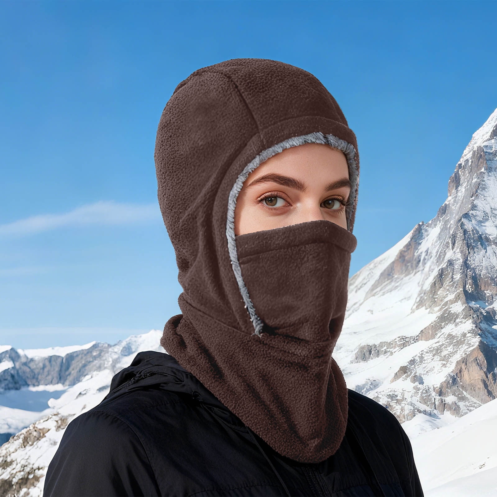 Uscallm Warm Winter Car Seat Cushion, Unisex Winter Balaclava Face Mask, Full Coverage Windproof Cold Weather Gear, Thermal Neck Warmer Ear Protection Hat