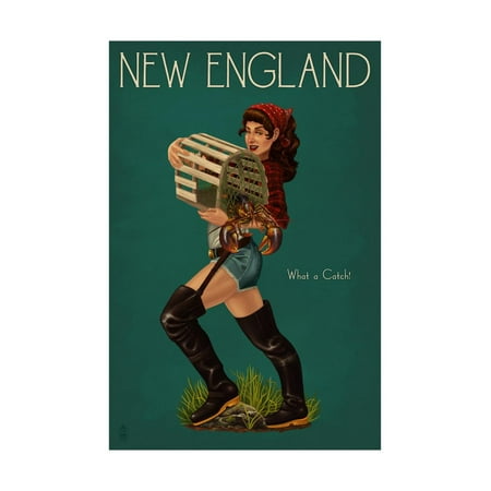 New England - Lobster Fishing Pinup Print Wall Art By Lantern
