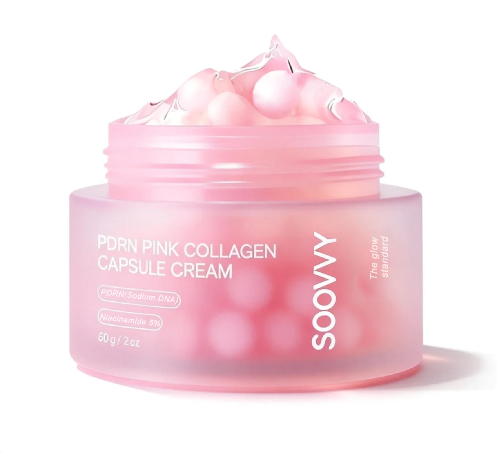 SOOVVY Pink Collagen Capsule Cream, Face Moisturizer, Lightweight Moisturizing Cream , Niacinamide for Uneven Skin Tone, Glow hydration, Korean Skin Care, 2 oz