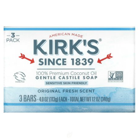 (2 Pack) Kirks Natural Castile Bar Soap Pack 4oz/3Ct
