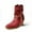 Red, variant on Womens Braid Bootie Ankle Boot Fashion Pointed Toe Riding Cowgirl Mid Calf Pull On Boots Retro Country Booties Chunky Heel Comfort Tall Boot