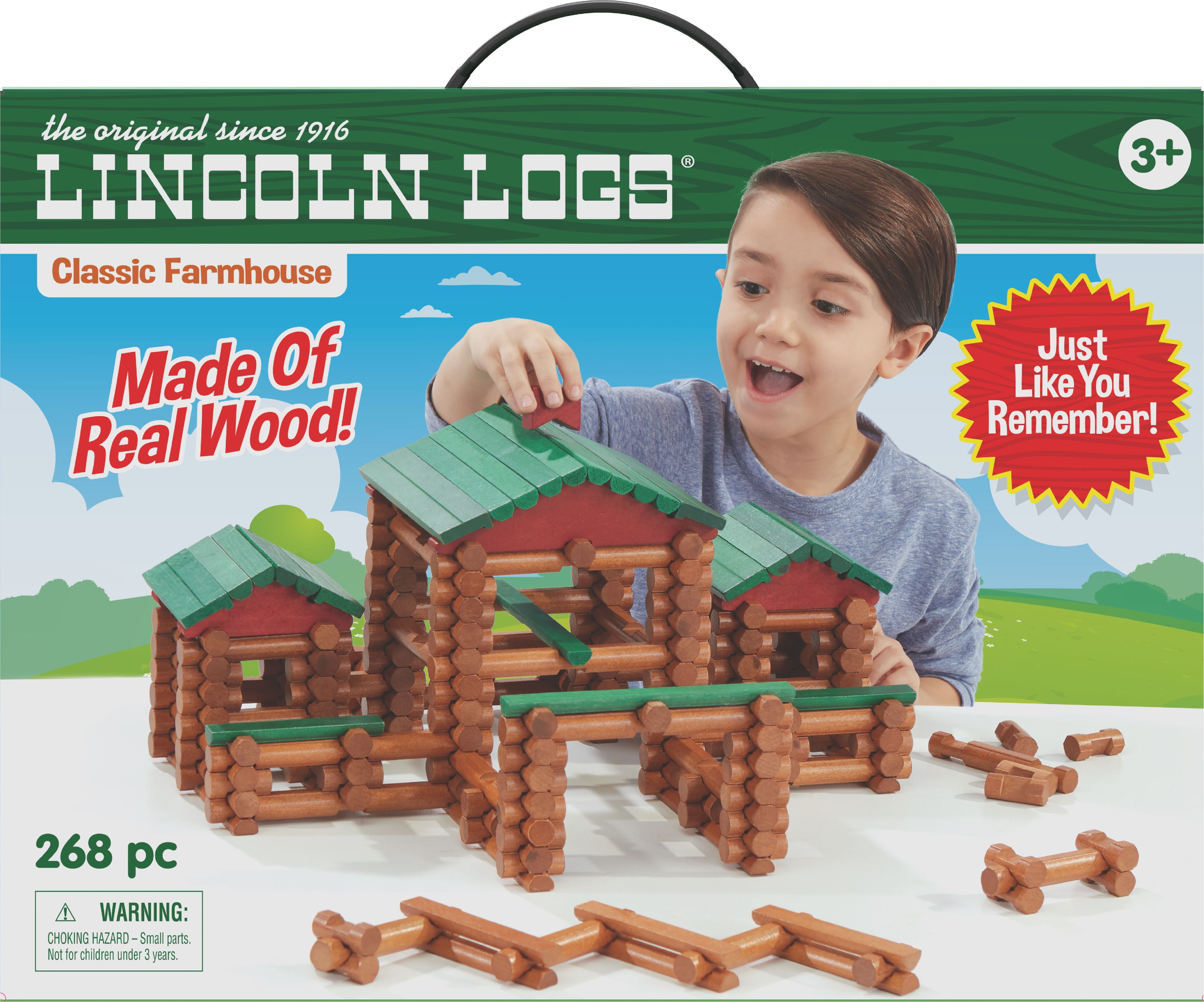 LOT OF 5 4.5" MEDIUM LINCOLN LOGS LIGHT BROWN WOODEN PIECES PARTS TOY HOUSE 