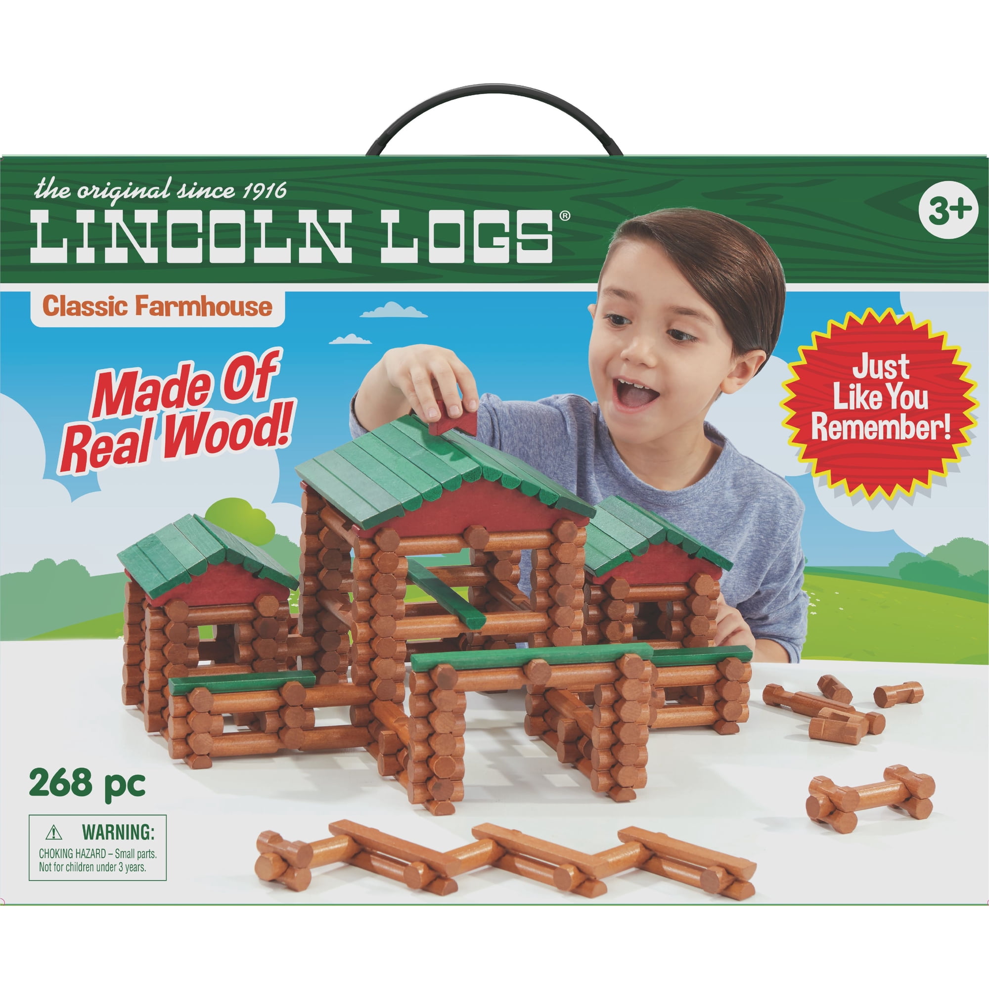 LINCOLN LOGS Classic Farmhouse - 268 All Wood Parts - Ages 3 and up