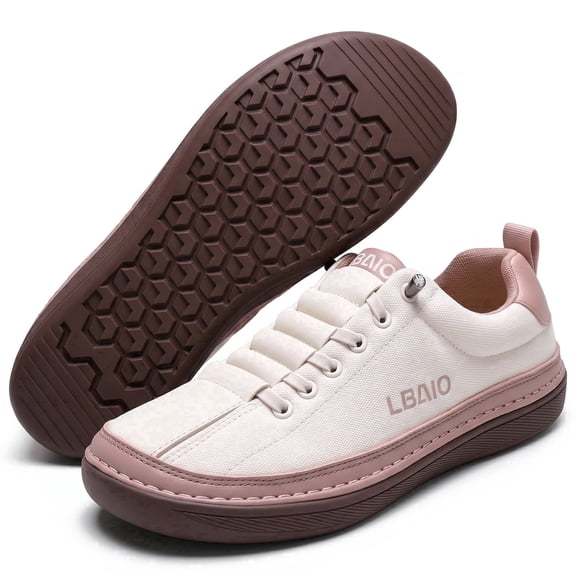 LBAIO Barefoot Minimalist Shoes Womens Mens Zero Drop Wide Width Slip-on Canvas Sneaker Lightweight Breathable Running Walking