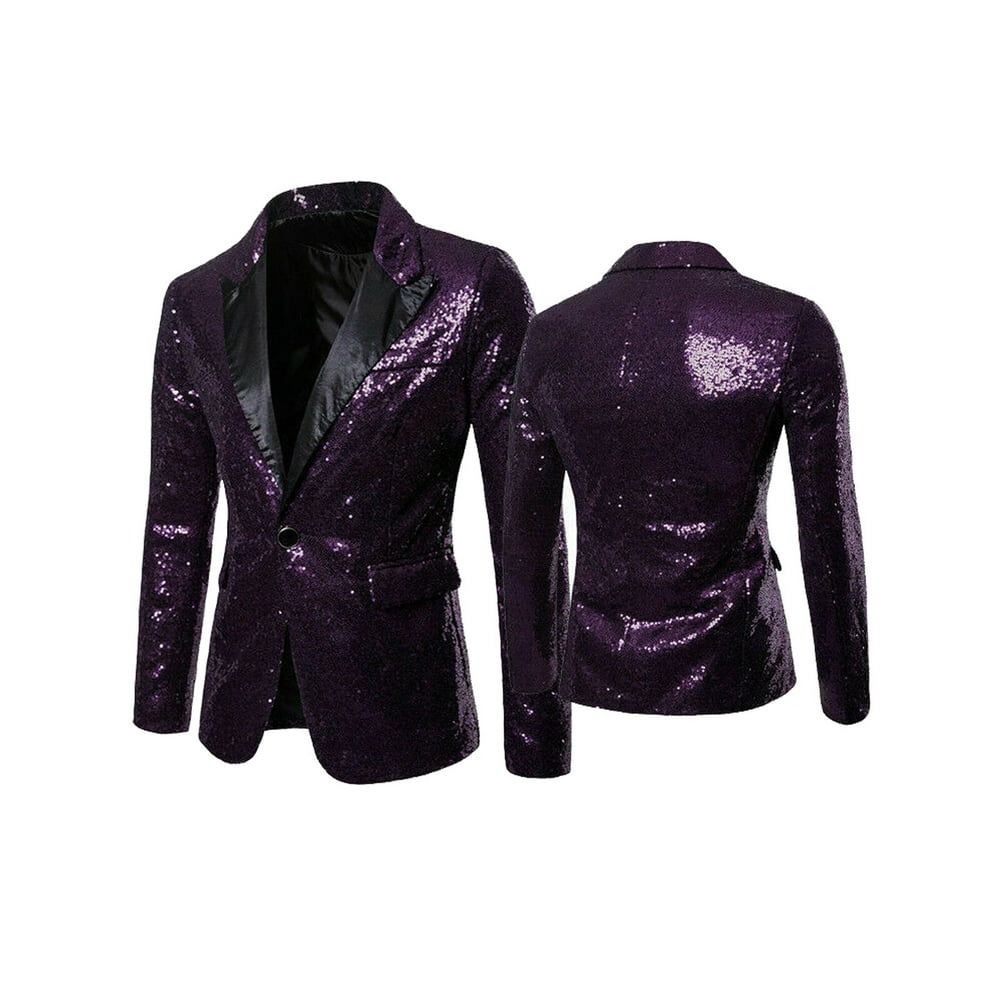 Business Mens Sequins Sparkly Suit Blazer Wedding Party Outwear Jacket ...