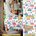 thumbnail image 5 of Dinosaur and Floral White Pattern Round Tablecloth 70"x70", Wrinkle Resistant Wipeable Table Cover for Kitchen Dining Room Picnic Patio and Party, 5 of 6