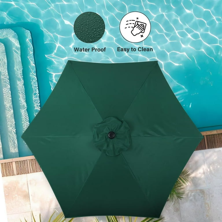 7 ft patio umbrella green Round You dont need to close your patio umbrella the moment the Sun goes down Market Umbrella, 7 ft., Forest