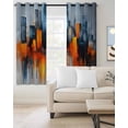 thumbnail image 2 of Blue Burnt Orange Blackout Curtains 54 Inches Long for Bedroom, Modern Oil Painting Geometric Abstract Thermal Insulated Room Darkening Black Out Window Curtain Panels Grommet Drapes for Living Room, 2 of 8
