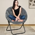 thumbnail image 4 of BuySphere Round Foldable Oversized Saucer Moon Chair for Adults Large Cozy Chair for Bedroom, Grey, 4 of 17