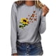 thumbnail image 2 of ICHUANYI Liquidación Camisa de Cuello Redondo de Manga Larga con Estampado de Girasol a la Moda para Mujer Suelta Informal ICHUANYI WER202308247230, 2 of 4