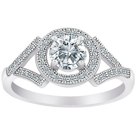 Majestic MicroPave CZ Solitaire Cradle Ring in Sterling Silver