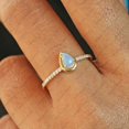 thumbnail image 4 of Pear Cut Opal & Cubic Zirconia Ring, 925 Sterling Silver Trio Ring. Minimalist Ring. Handmade Fine Jewelry. Gift For Her., 4 of 5