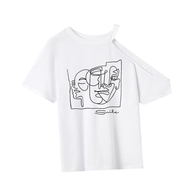 Camiseta de mujer con cuello redondo, camiseta básica cómoda de moda, camisetas de verano para viaje SG