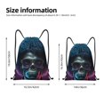thumbnail image 2 of Xecao Punk Style Blue Haired Skull Pattern Sports Drawstring Backpack - String Swim Gym Bag with Wet Proof Pocket for Women&Men-Medium, 2 of 6
