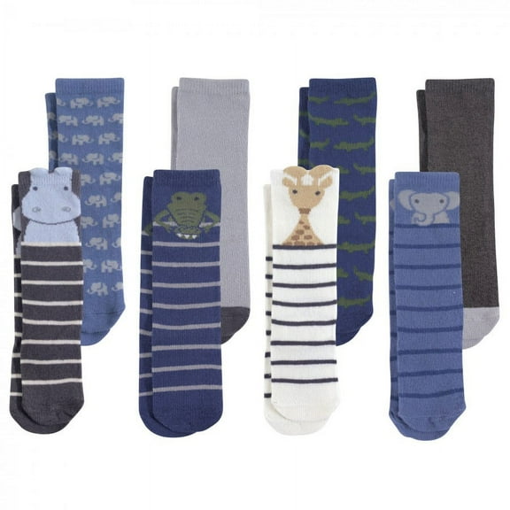 Hudson Baby Infant Boy Cotton Rich Knee-High Socks, Safari Boy, 0-6 Months