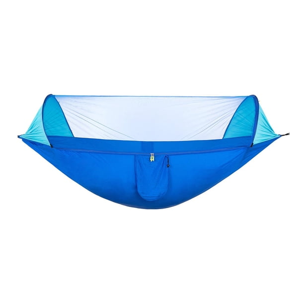 Hamaca para acampar, cama colgante de viaje portátil con mosquitera, columpio transpirable Azul Zulema Hamaca con red