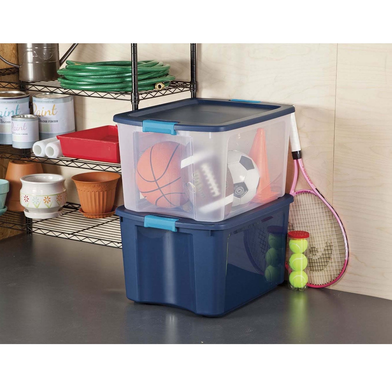 Sterilite 1446740618 Gallon Latch and Carry Storage Tote Box Containers