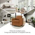 thumbnail image 6 of DREAMSIDEA Swivel Accent Chair for Living Room, Comfortable Swivel Barrel Chair for Bedroom, Faux Leather in Light Brown, 6 of 6