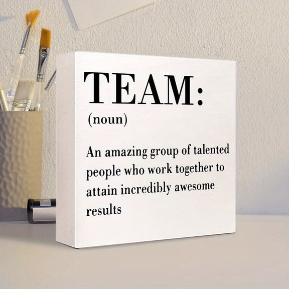 Funny Team Definition Sign For Office Desk Decor Home Decor - Perfect Team Gifts For Employees Team Work Quotes - Humorous Primitive Bathroom Shel, Living Room Mother Day Father Day 3.9X3.9 lnch