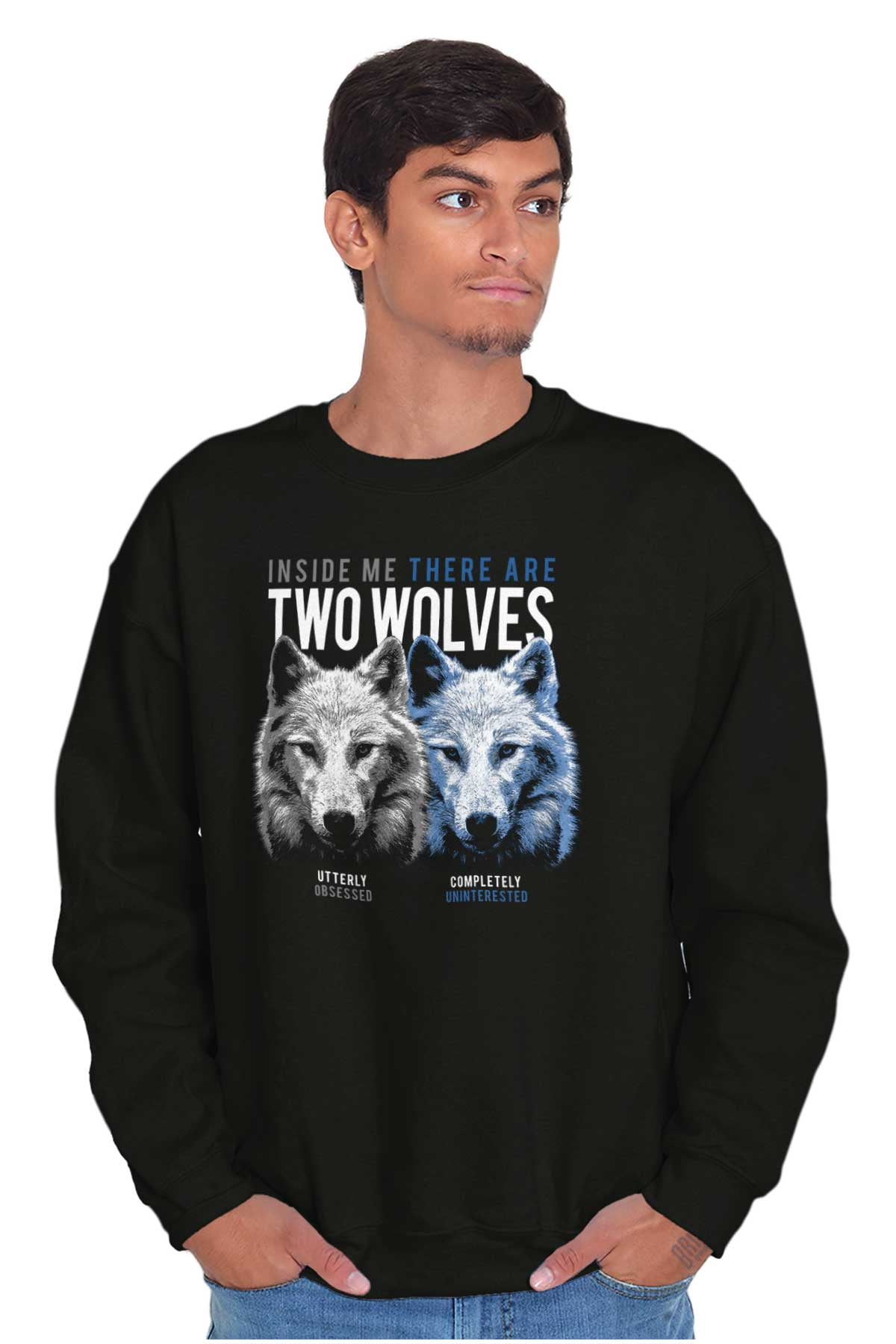Funny Two Wolves Inside Me Joke Unisex Plus Fleece Graphic