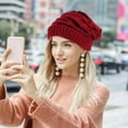 thumbnail image 3 of Stylish Women Winter Hat Simple Warmer Cold Protection Hat Creative Outdoor Knitted Hat for Lady Girls (Red), 3 of 7