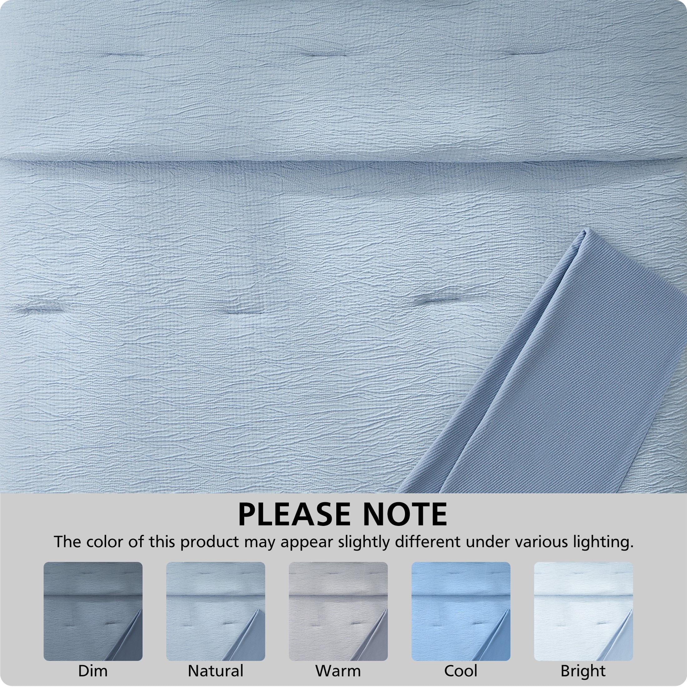 Mainstays Full/Queen 5-Piece All-Season Comforter Set, Blue Tonal Stripe Matelasse