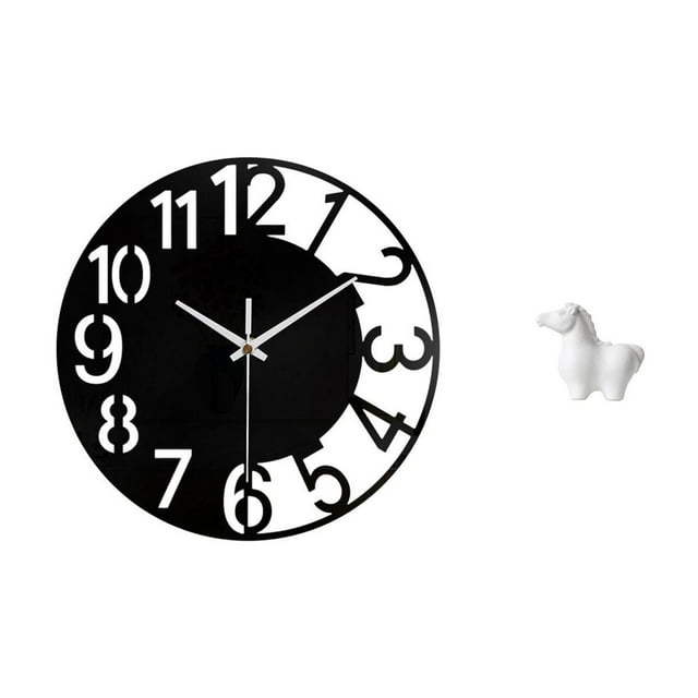 Reloj de pared de acrílica, figura decorativa, silencioso, fácil de leer, sencillo, redondo, con escultura de animal, adorno de mesa para ho