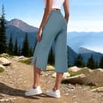 thumbnail image 4 of MLQIDK Pedal Pushers for Women Capri Pants Dressy Casual Knee Length High Waisted Lounge Pants Trendy Summer Crop Capri Pants with Pockets Blue M, 4 of 6