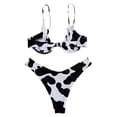 thumbnail image 6 of VNKIDY Womens V Neck Sleeveless Cow Print Bikini Top High Cut V Waist Bottom Two Piece Swimwear Set With Adjustable Straps For Beach Days Pool Parties Summer Vacations Trendy Swimwear, 6 of 6