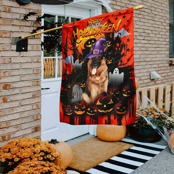 Flagwix Halloween Flag, German Shepherd Halloween Decoration, Fall Decor, Outdoor Canvas Double-sided Printed Flag 30x40 House Flag
