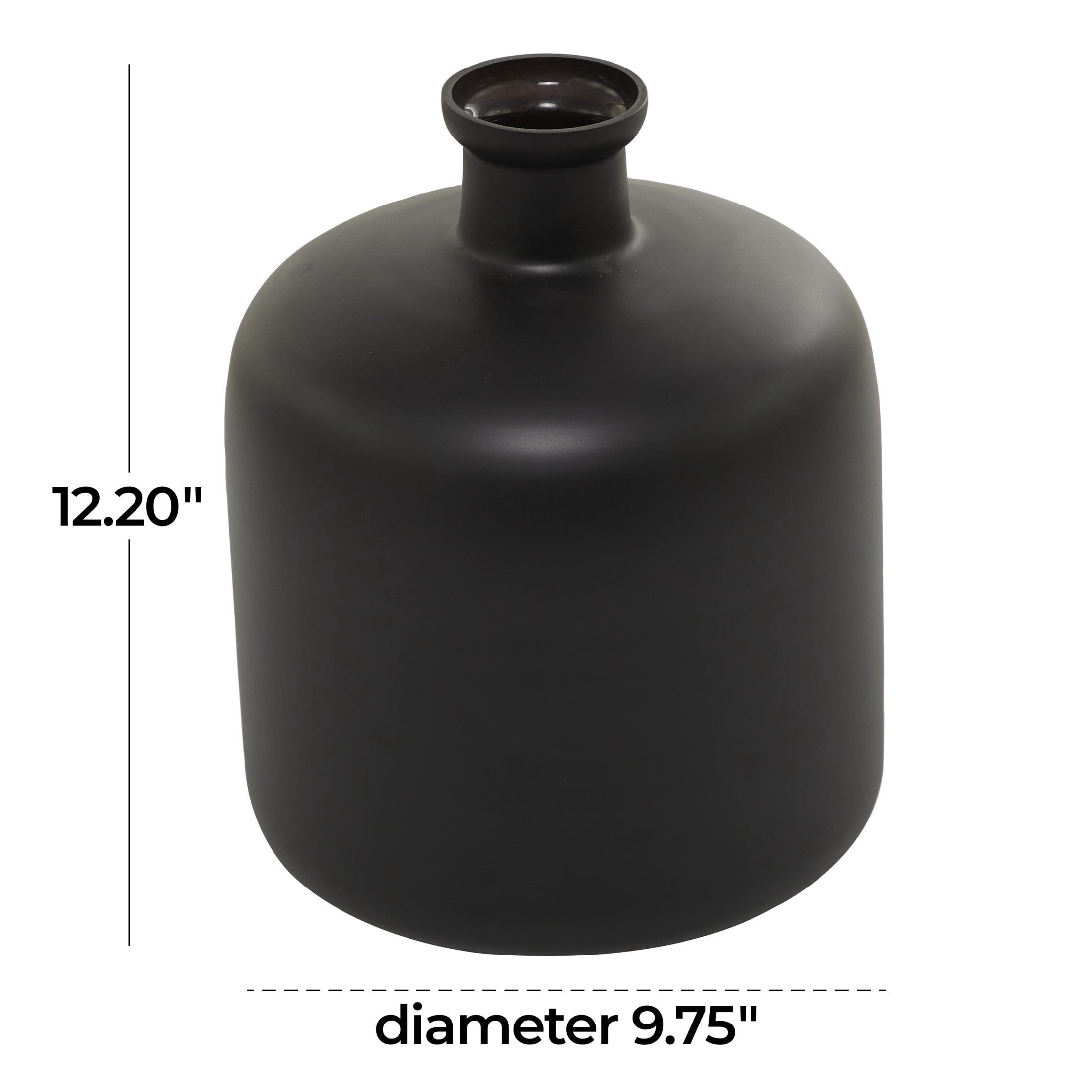 DecMode 12" Handmade Black Glass Vase