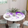 thumbnail image 5 of Modern Purple Round Tablecloth for 45-54 Inch Tables,Fitted Table Cover with Elastic Edge,Gradient Floral Abstract Bohemian White Waterproof Outdoor Table Cloth Protector for Patio Garden Dinner, 5 of 9