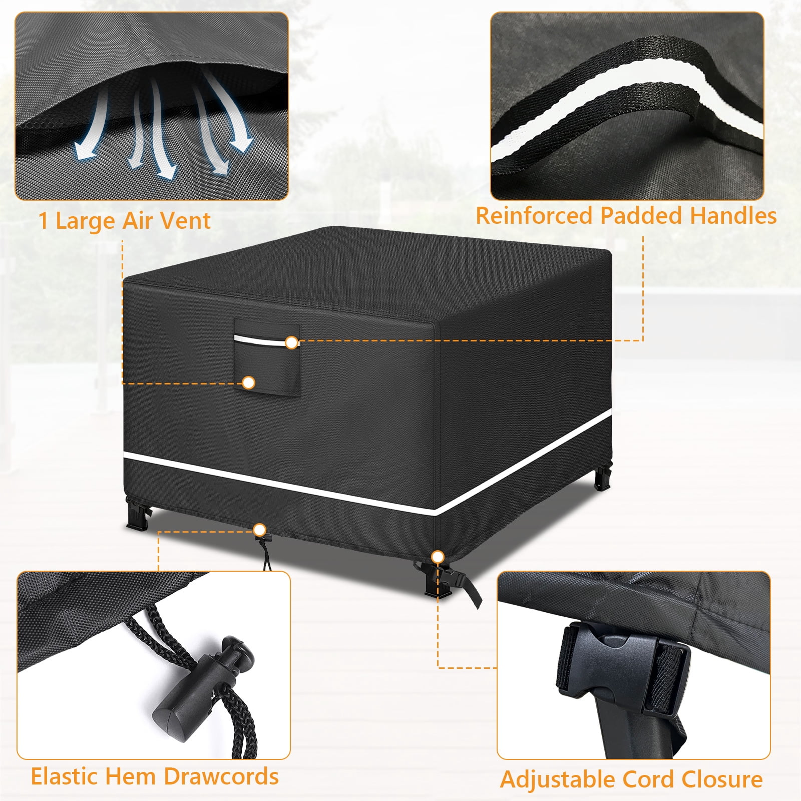 Patio Furniture Covers Waterproof, Heavy Duty  Outdoor Furniture Covers for Outside Sectional Table Set,Tear Resistance and Anti-UV, Black with White Border