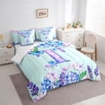 thumbnail image 2 of Castle Fairy Floral Butterfly Letter T Bedding Comforter Set 7 Pieces for Girls,Spring Garden Full Bedding Set for Kids, 2 of 7
