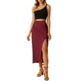 thumbnail image 2 of Unique Bargains Jupe Longue Décontractée pour Femme à Taille Élastique, Fente Latérale, Fente Asymétrique, 2 of 6