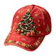 thumbnail image 3 of Basysin Vintage Christmas Print Baseball Cap Adjustable Curved Soft Hat Casual Lightweight Sun Hat Fashion Holiday Pattern Outdoor Headwear for Women Winter Hat, 3 of 5