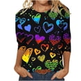 thumbnail image 1 of Wolfast T-Shirt à Manches 3/4 pour Femmes, Col Rond, Coupe Ample, Imprimé Saint-Valentin, Noir, m, 1 of 5