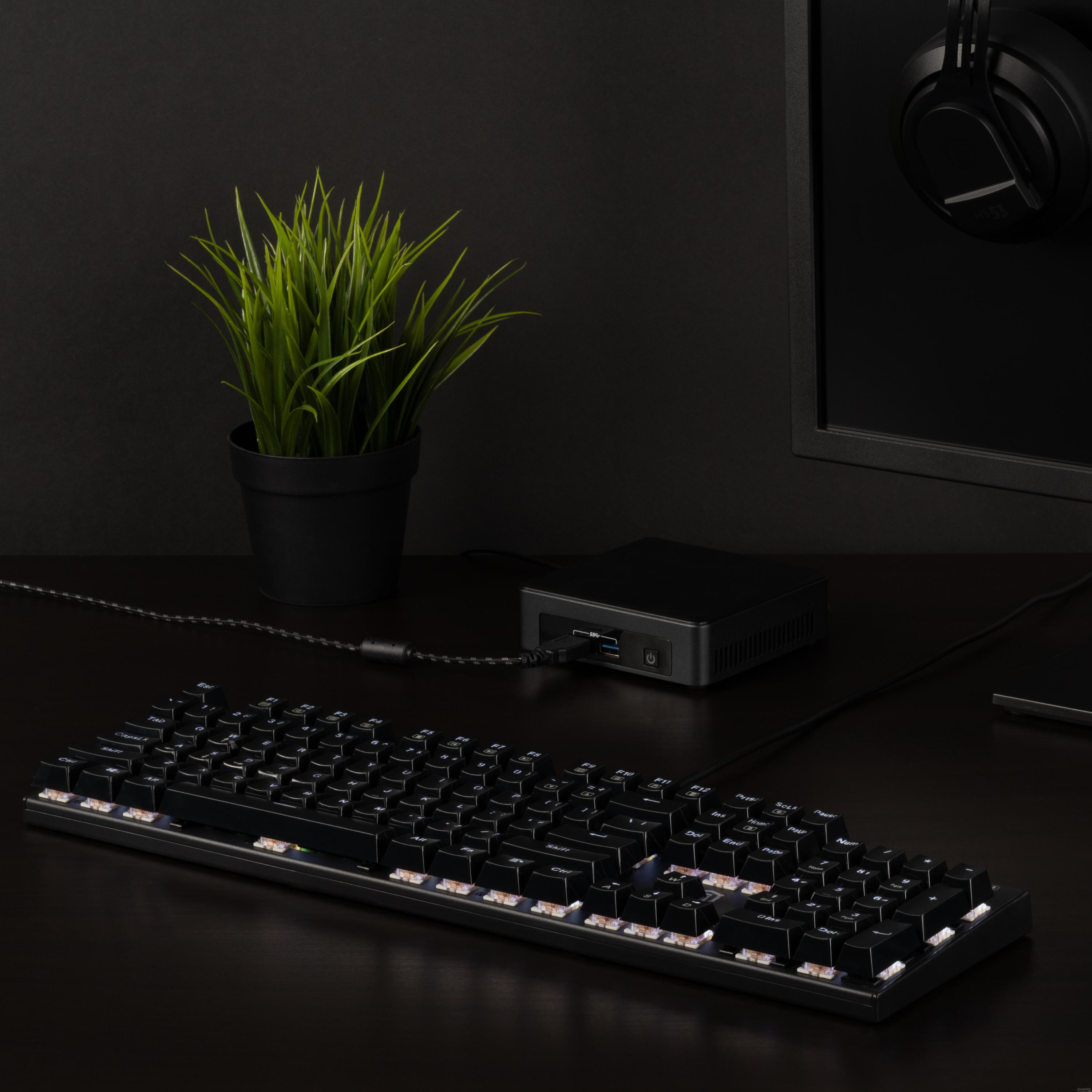 Plugable Mechanical Keyboard - Professional Office Clicky Style - Wired USB, Full-Size 104 Key, Adjustable White LEDs, Replaceable Blue Switches, Durable Doubleshot ABS Keycaps - image 4 of 9