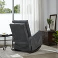 thumbnail image 5 of Rocking Glider Chair for Nursery, Modern High Back Armchair，Oversized Linen Upholstered with Solid Wood Base and Side PocketAdult Single Sofa for Living Room, Hotel, Bedroom, Baby Room, Gray, 5 of 6