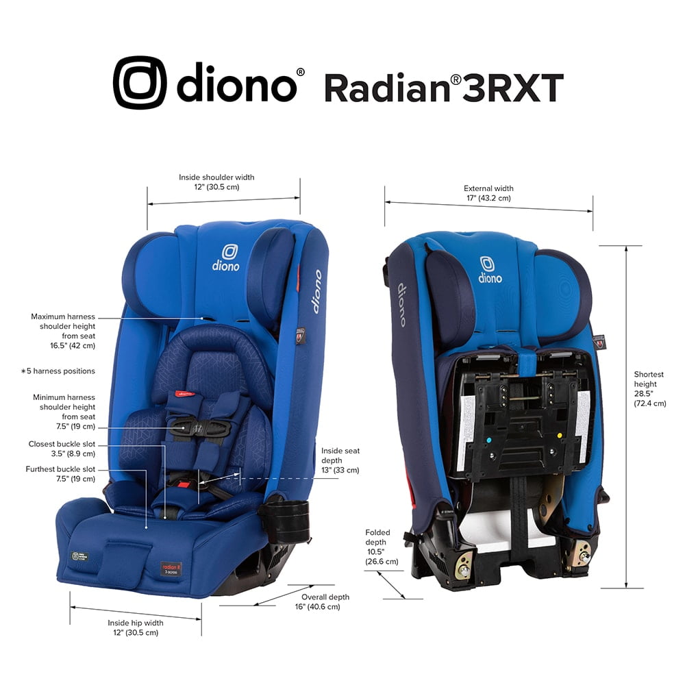 Diono Radian 3RXT All-in-One Convertible Car Seat, Slim Fit 3 Across, Blue