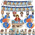 thumbnail image 3 of Vajilla de fiesta de ONE PIECE de Anime, plato de ONE PIECE Luffy, taza, globo, cartel, adorno para pastel, suministros de decoración para fiesta de cumpleaños para niño, 3 of 4