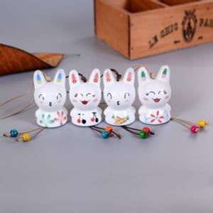 - Fancyleo 2 Pcs Chinese Style Porcelain Handicrafts Ceramic Cute Rabbit Wind Bell Home Living Room TV Cabinet Decorations Ornaments Lucky Dolls Wedding Gifts