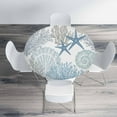 thumbnail image 4 of Marine Round Table Cloth Sea Shells Stars Mollusk Coral Elastic Edged Table Cover Fade And Stain Resistant Table Cloths Easy To Clean Fits Tables 40-44" Diameter, 4 of 6
